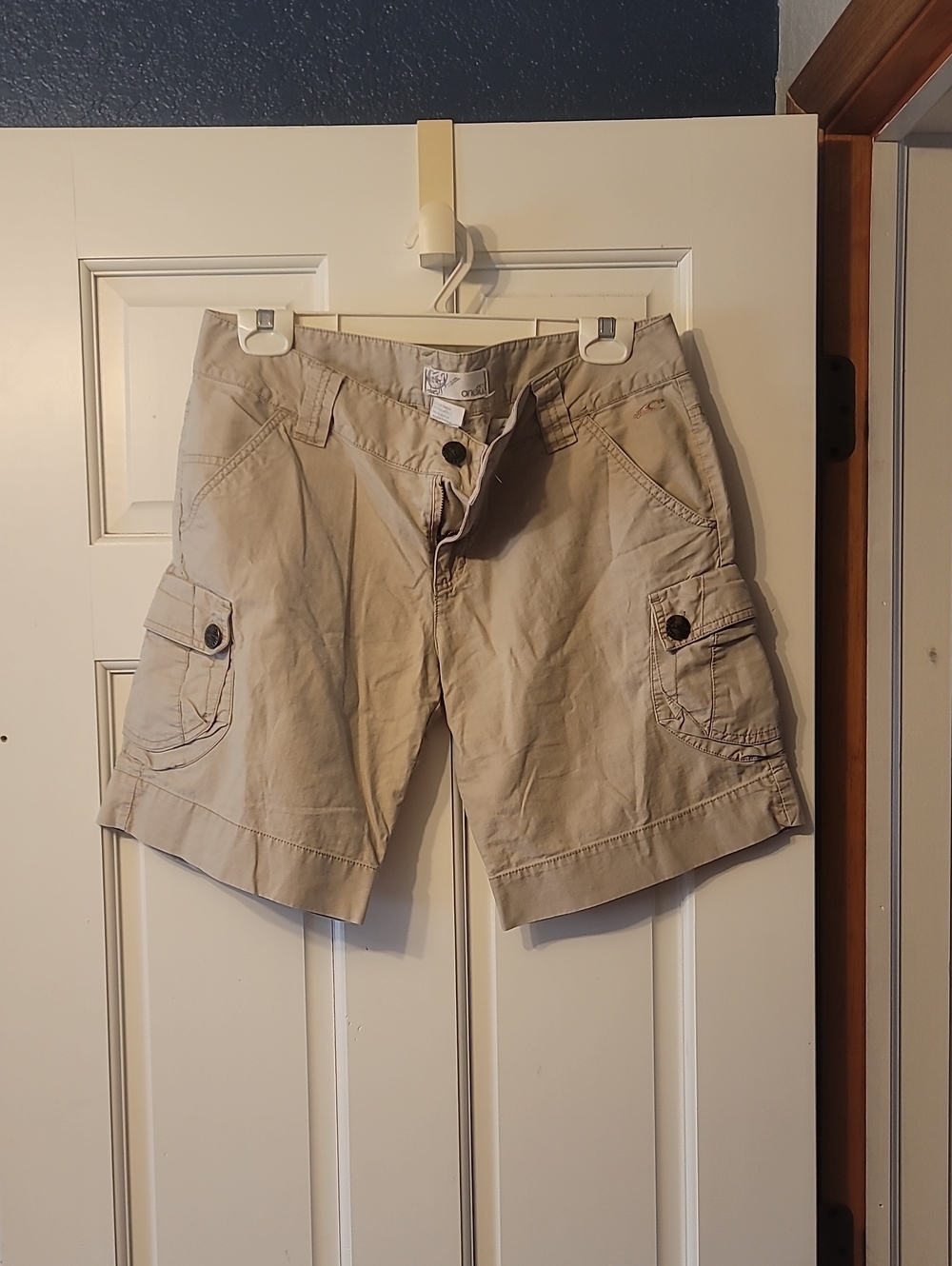 O'Neill Women's Khaki Cargo Shorts with Button Flap Pockets